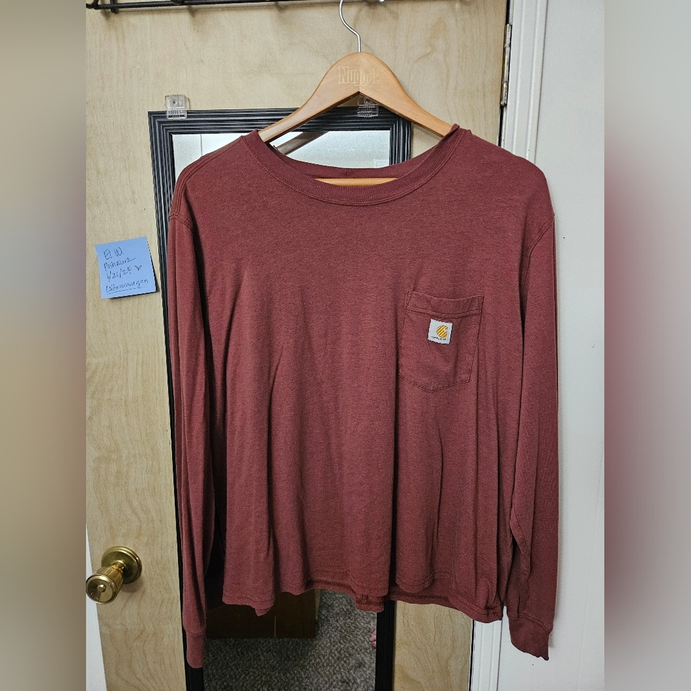 Carhartt Women's XL Loose Fit Burgundy Long Sleeve Shirt